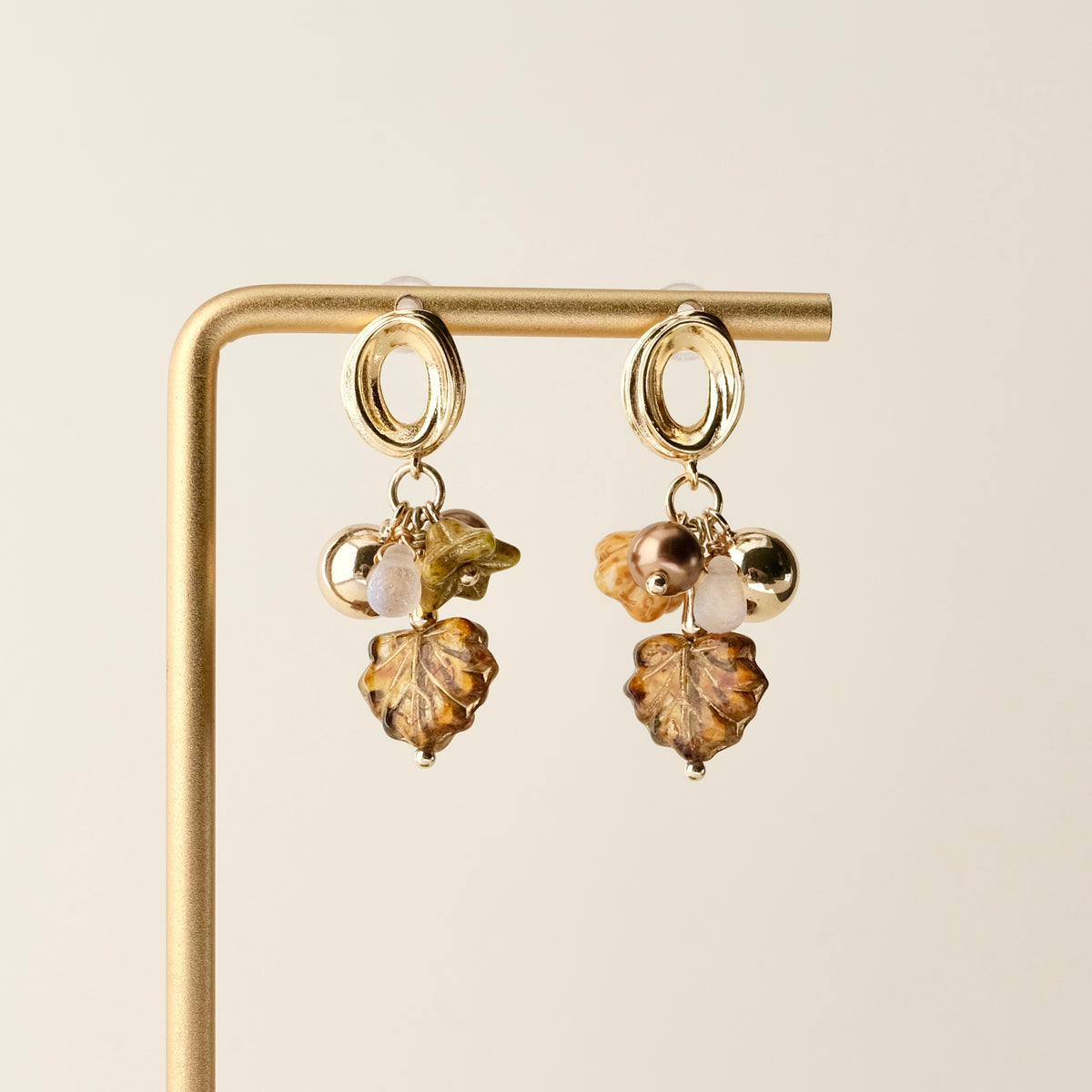 Czech glass leaf earrings