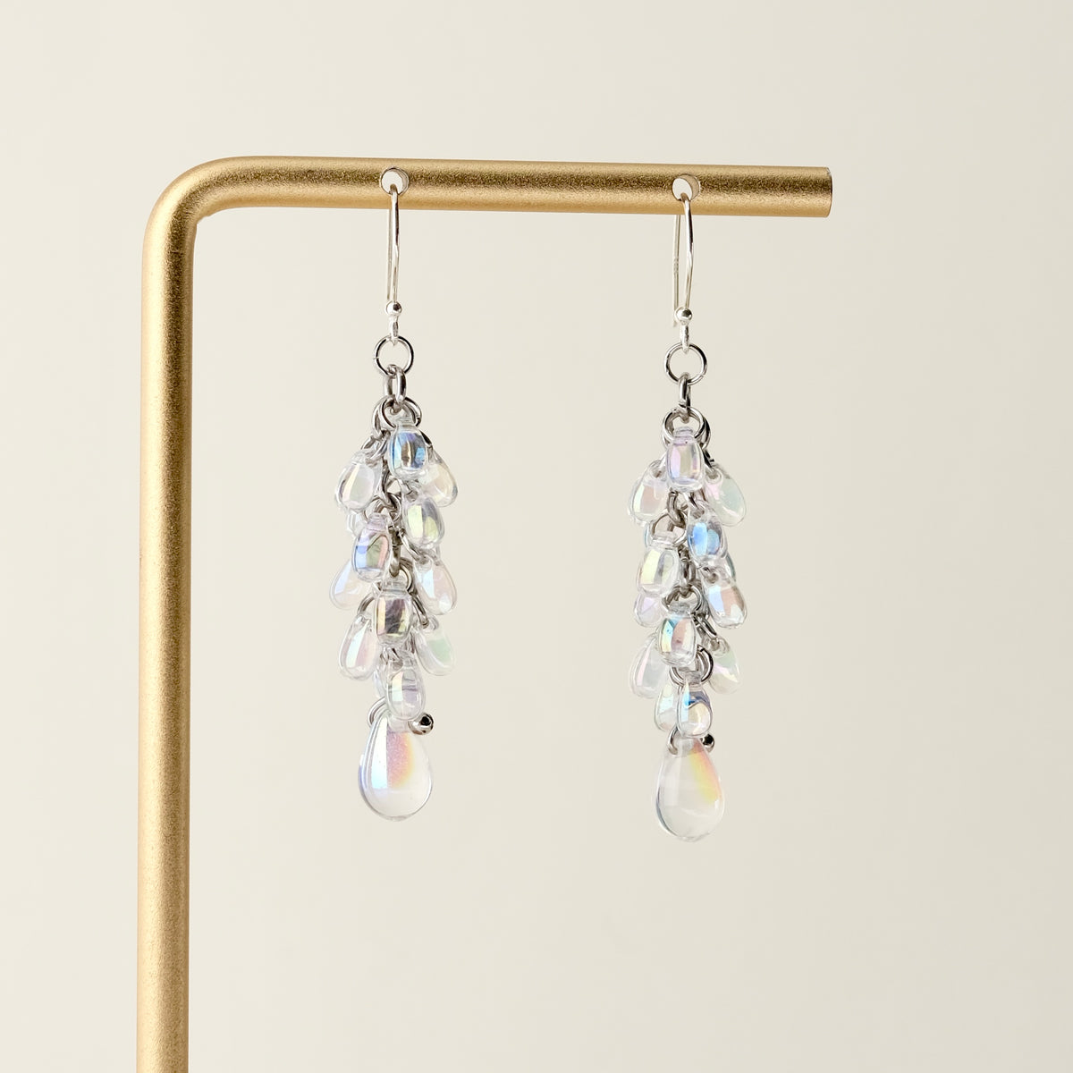 Iridescent glass grape earrings