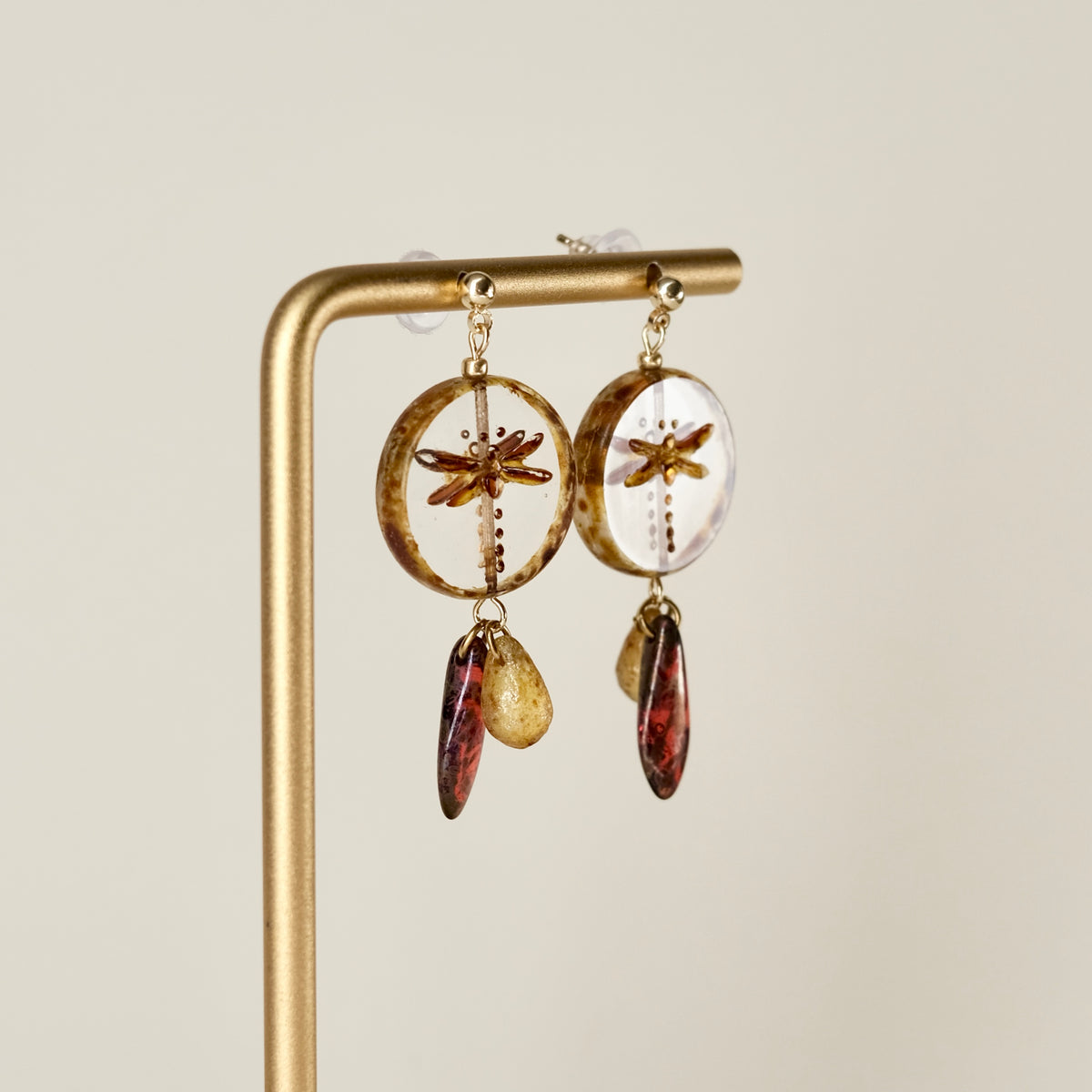 Czech glass dragonfly earrings