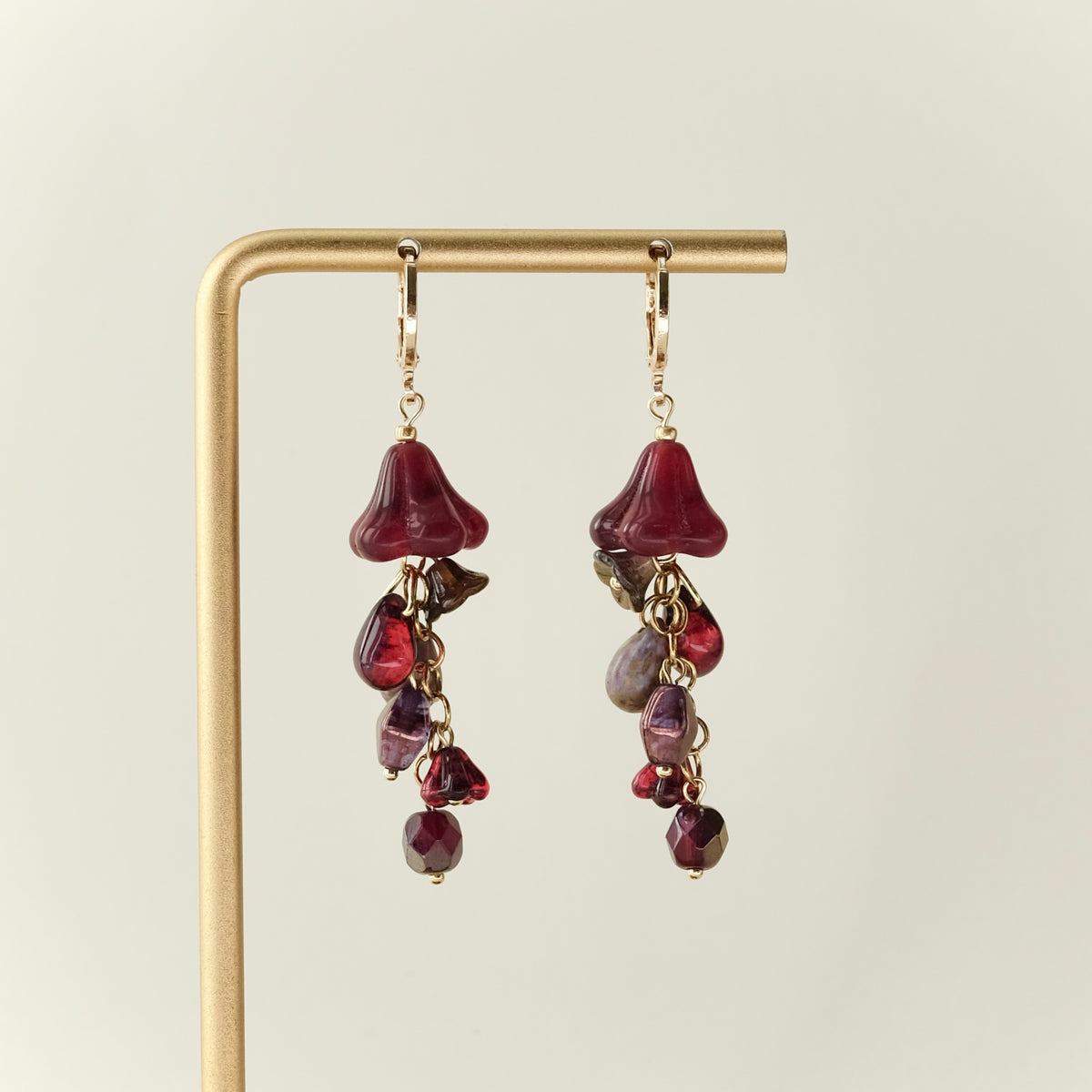 Burgundy jellyfish earrings