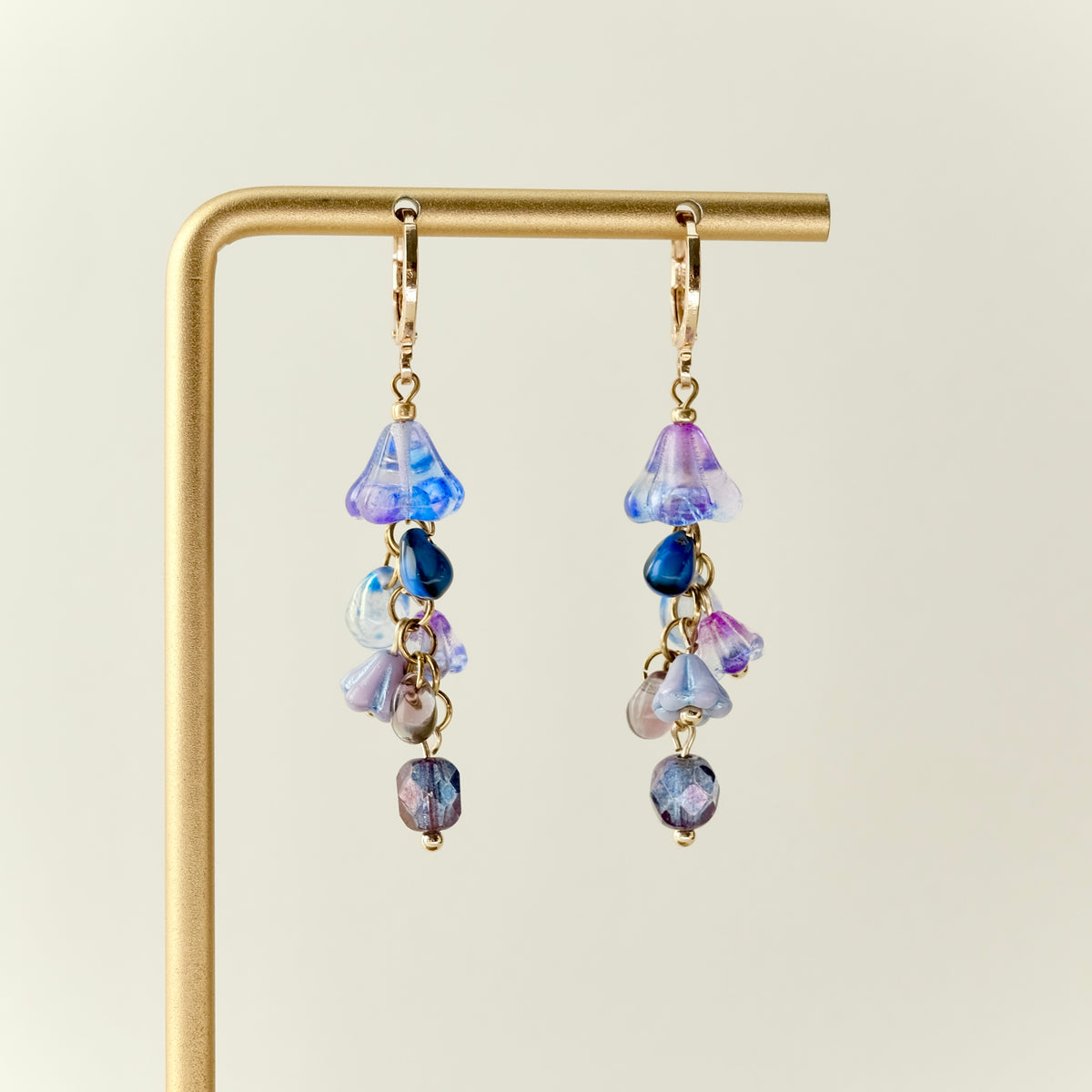Blue-purple Czech glass jellyfish earrings