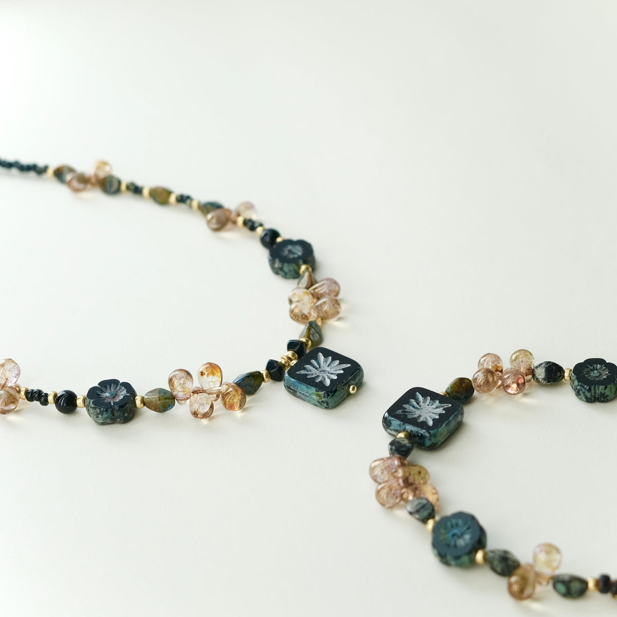 Brown black Czech glass bracelet