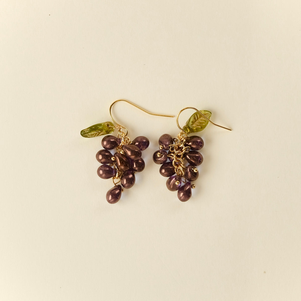 Indigo Czech glass grape earring
