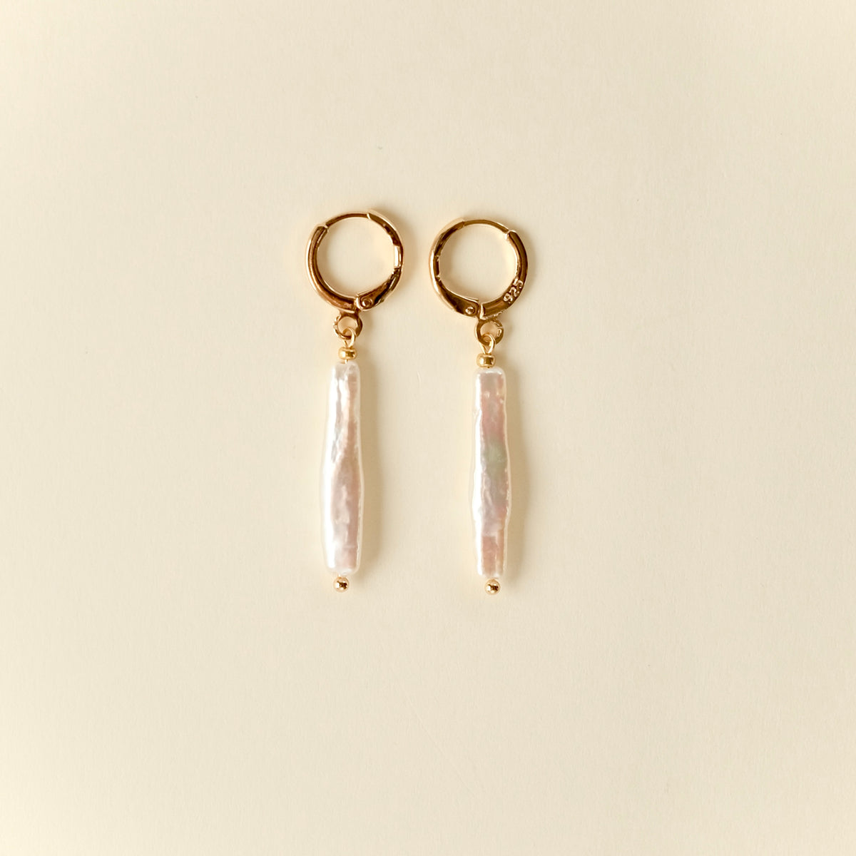 stick-shaped freshwater pearl earrings