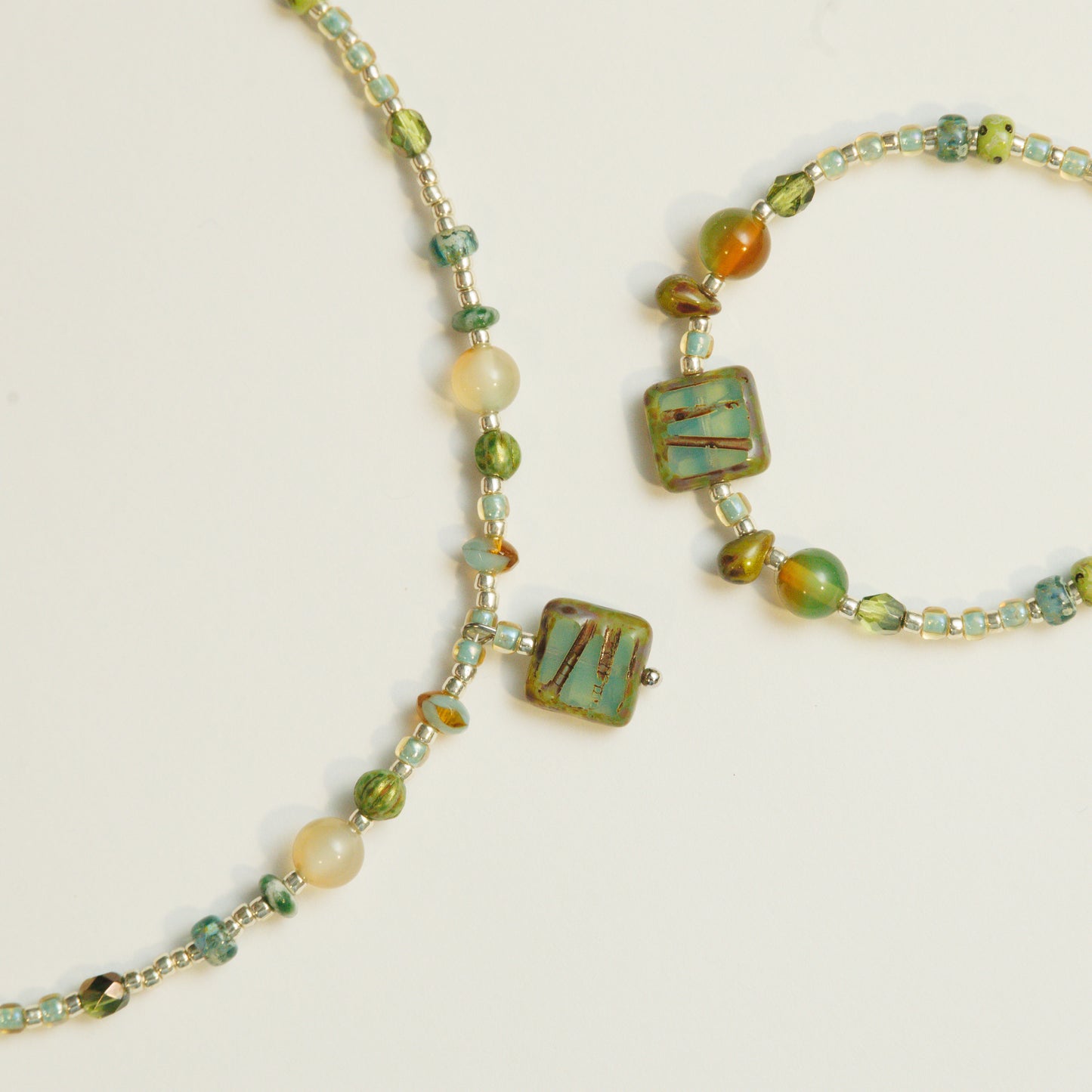 Handmade Verdant Czech Glass Beaded Bracelet