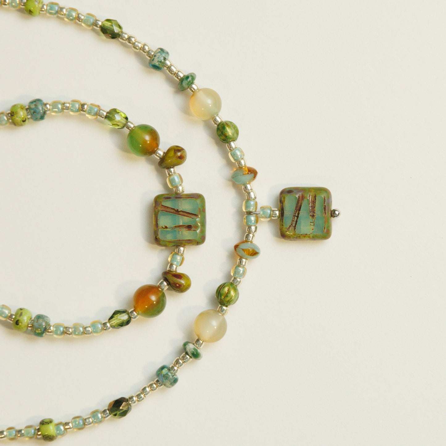 Handmade Verdant Czech Glass Beaded Bracelet