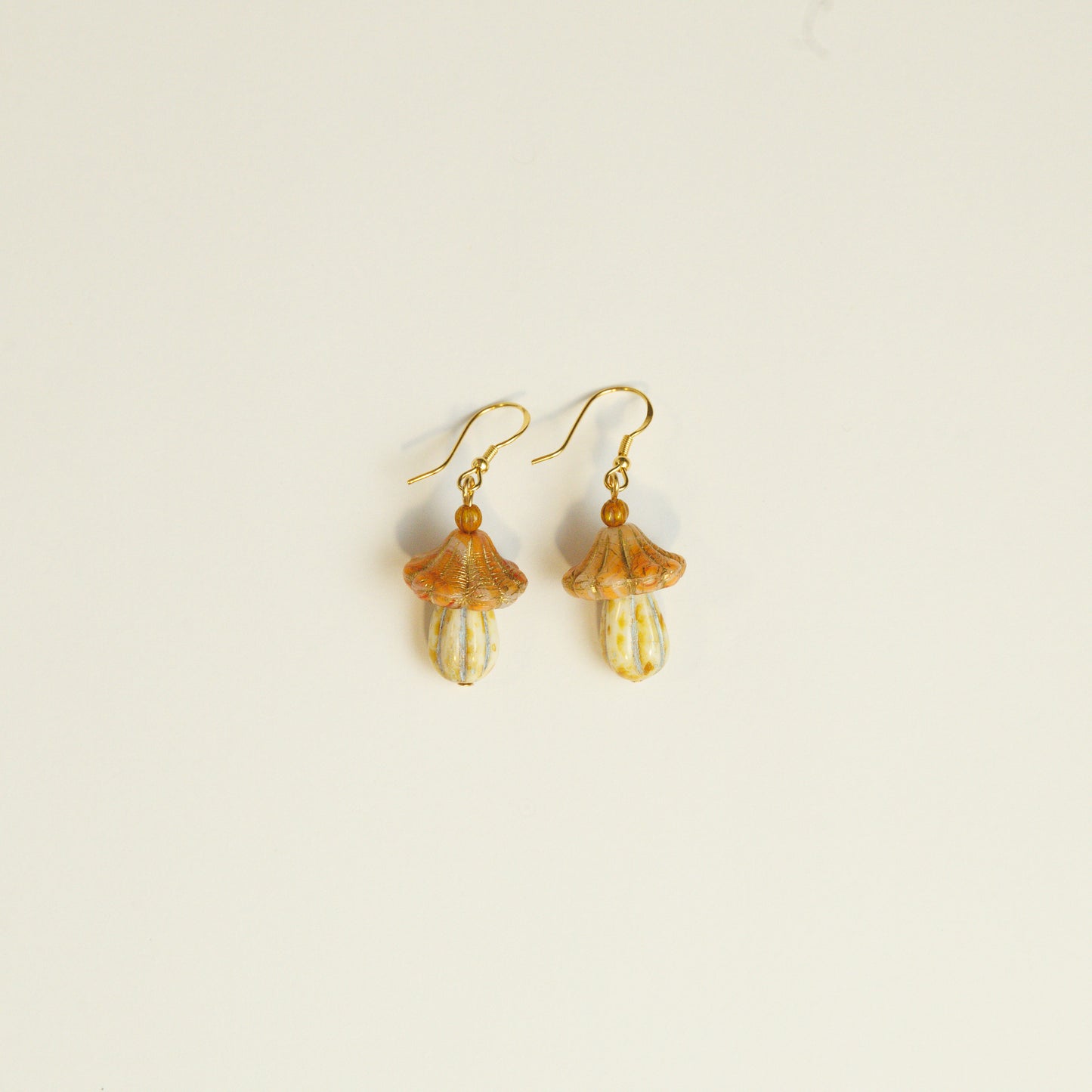 Handmade Mushroom Czech Glass Bead Earrings