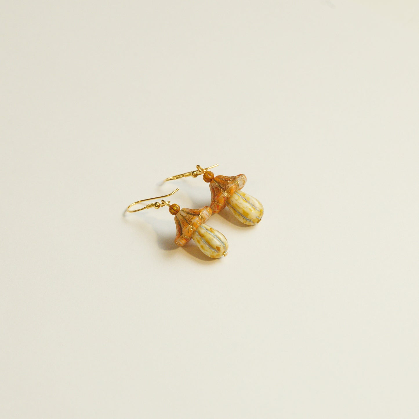 Handmade Mushroom Czech Glass Bead Earrings