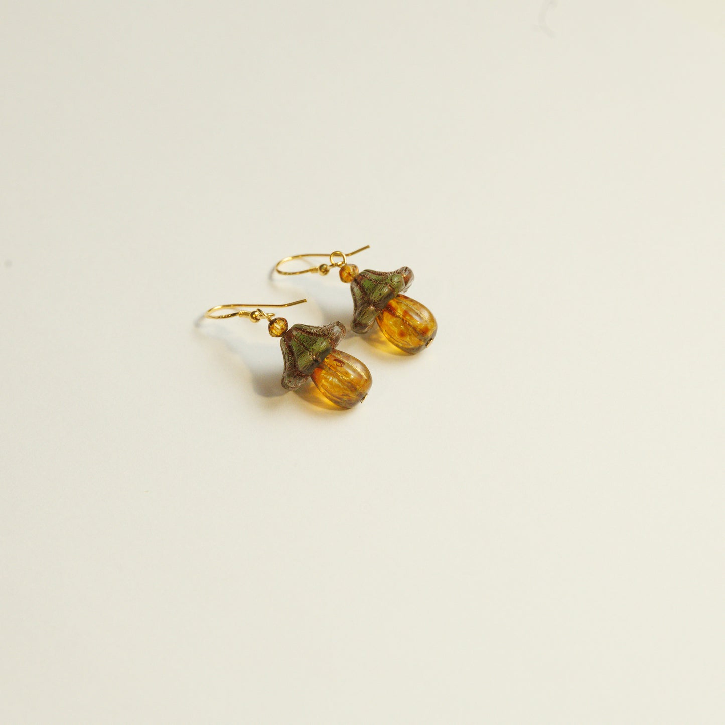 Handmade Mushroom Czech Glass Bead Earrings