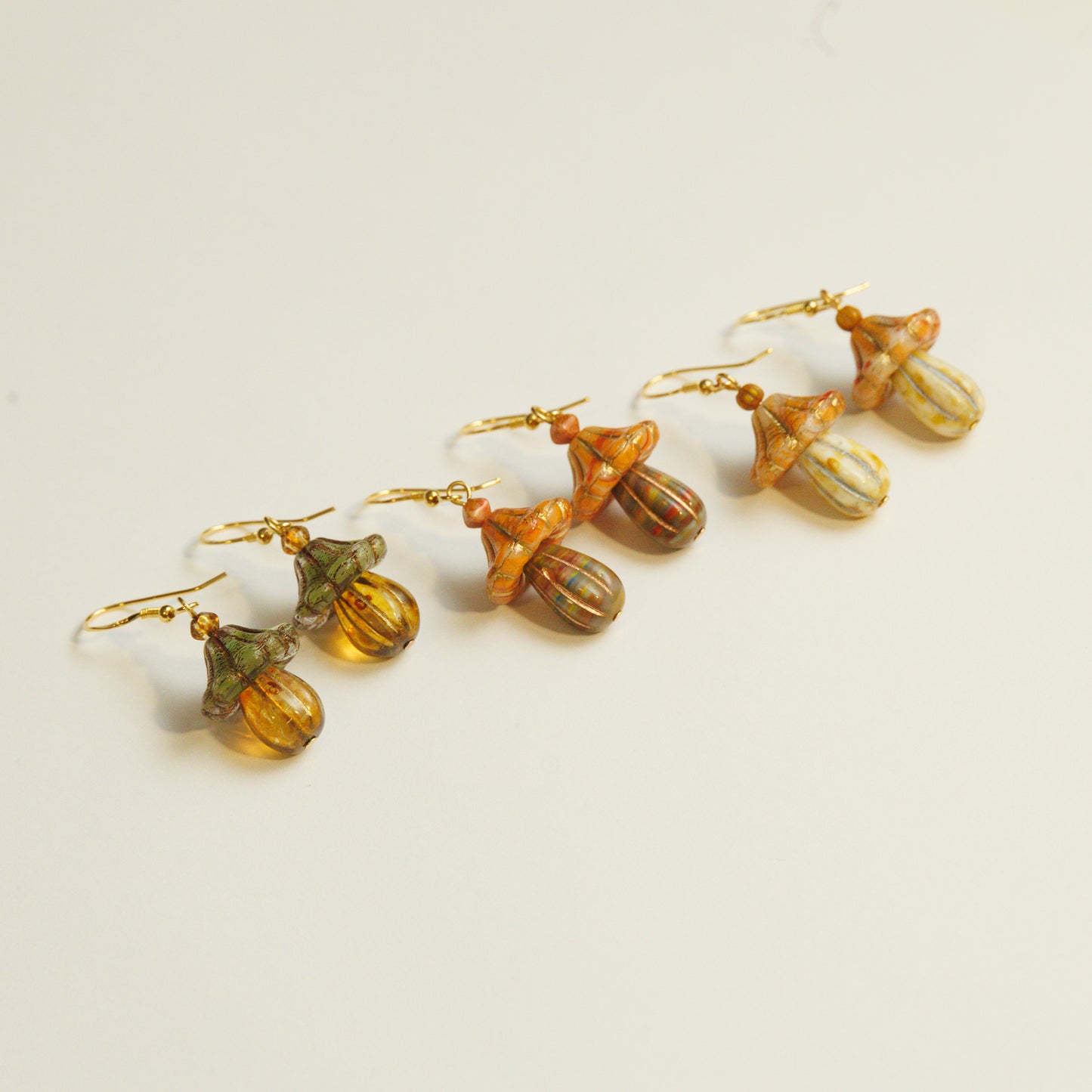 Handmade Mushroom Czech Glass Bead Earrings