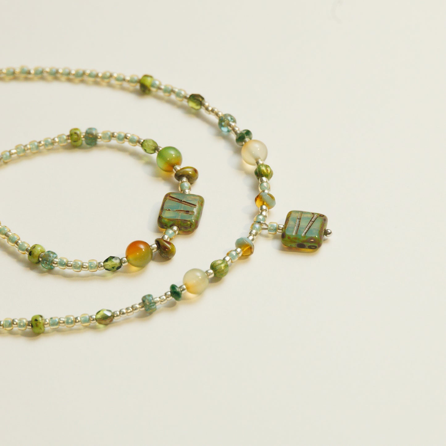 Handmade Verdant Czech Glass Beaded Bracelet