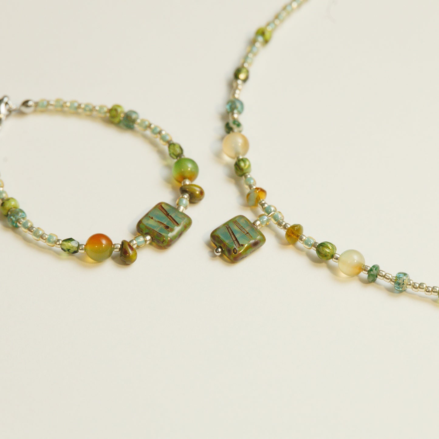 Handmade Verdant Czech Glass Beaded Bracelet