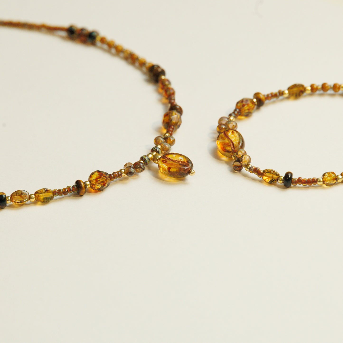 Handgemaakte Koffieboon Tsjechische Kralenketting