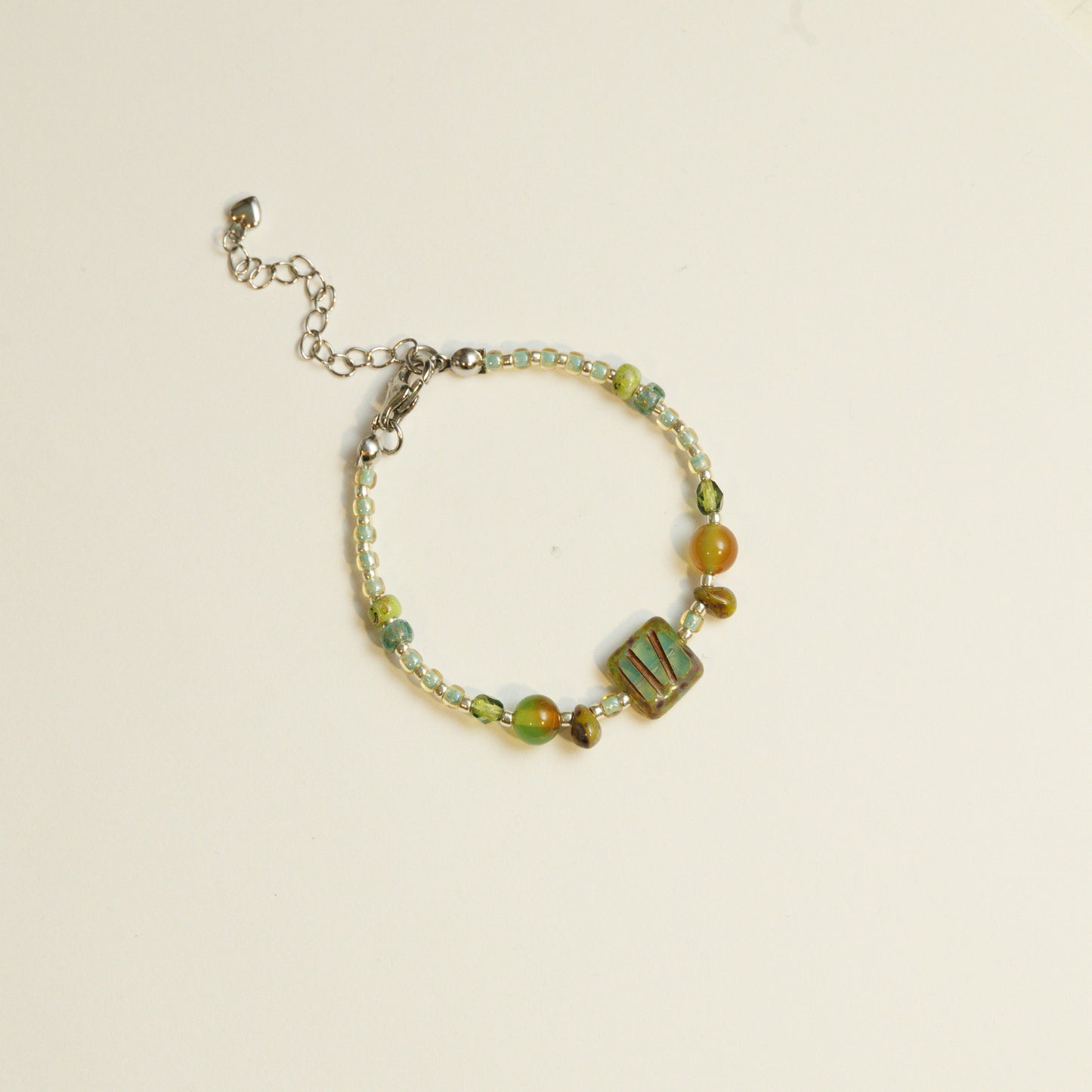 Handmade Verdant Czech Glass Beaded Bracelet