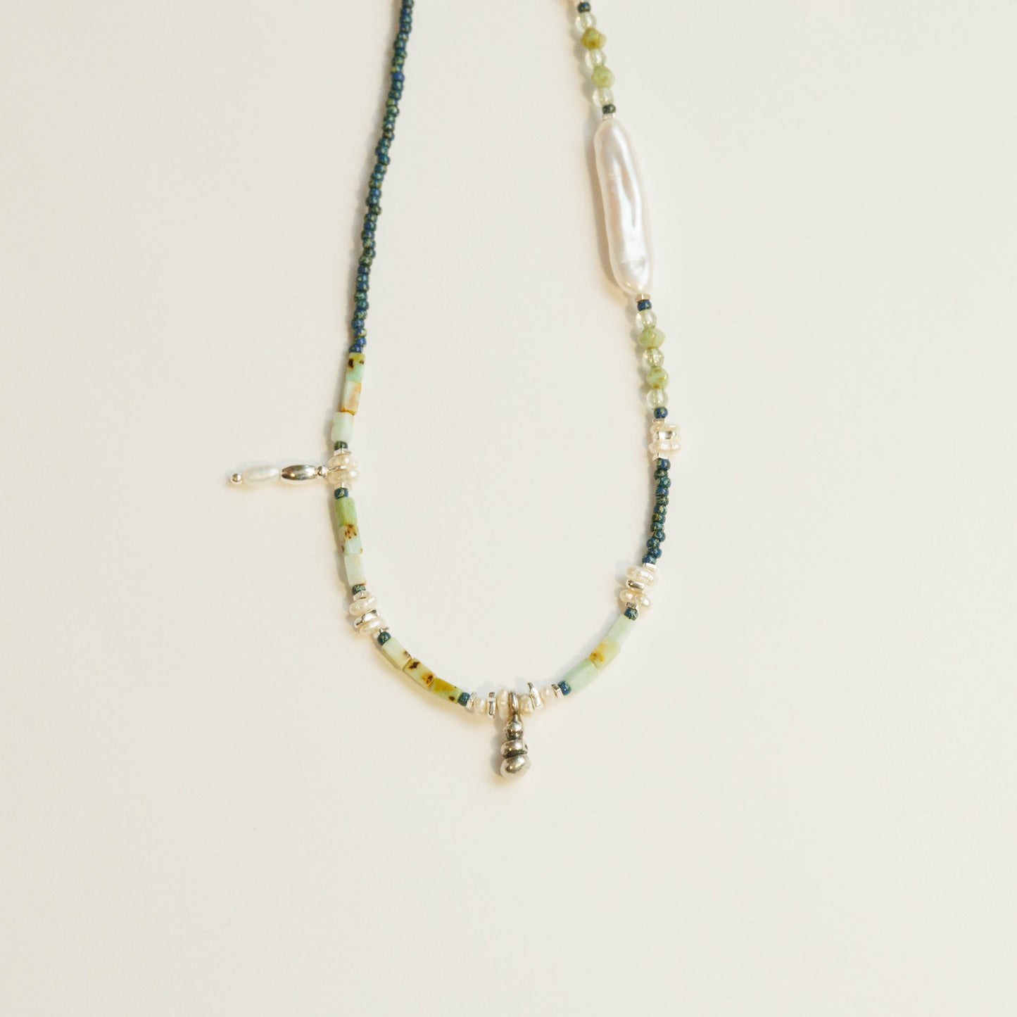 Handmade Pearl Czech Glass Beaded Necklace