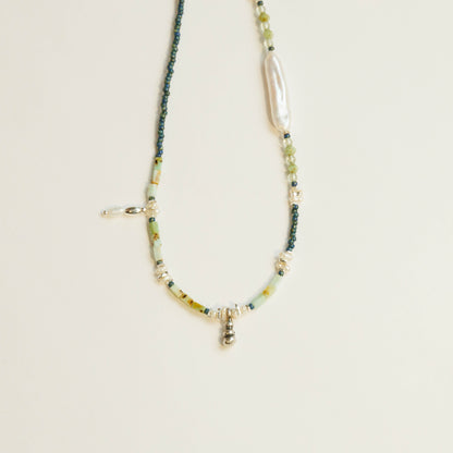 Handmade Pearl Czech Glass Beaded Necklace