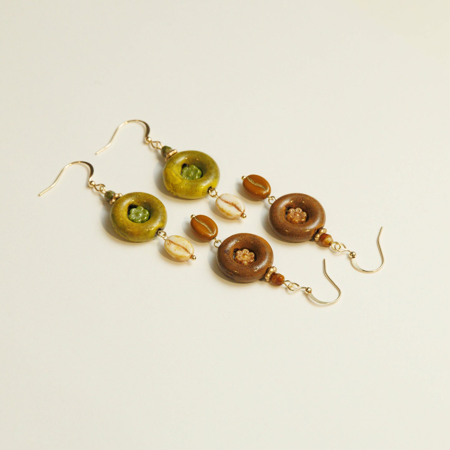 Handmade Bagel Czech Glass Bead Earrings