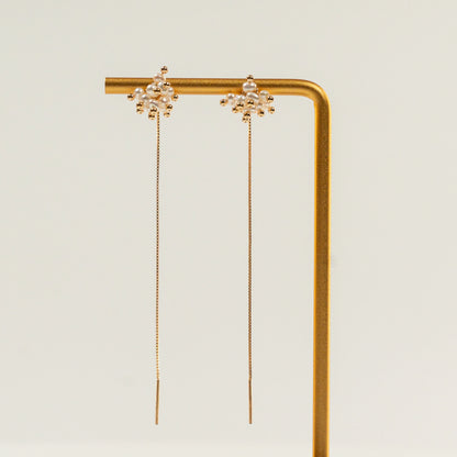 Threader oorbellen met hortensia-vormige parels