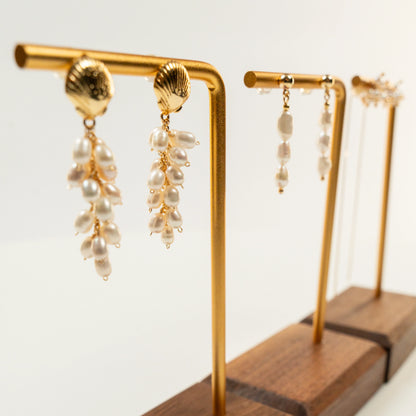 Oorbellen van barokparels in drieën