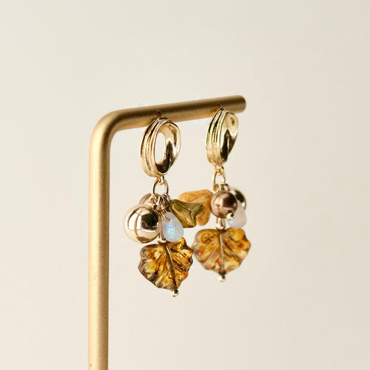 Czech glass leaf earrings