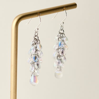 Iridescent glass grape earrings