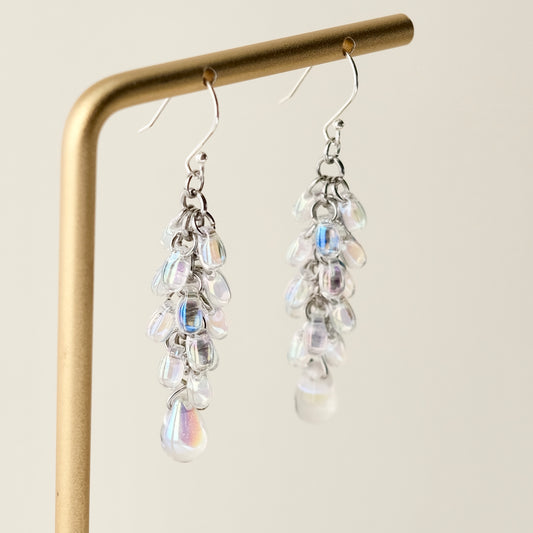 Iridescent glass grape earrings