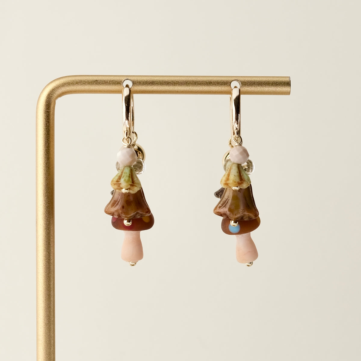 Multi charm mushroom earrings