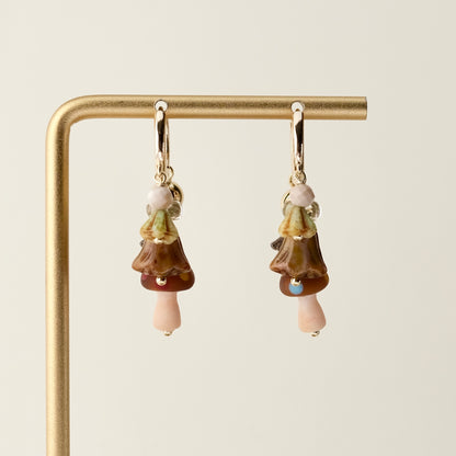Multi charm mushroom earrings