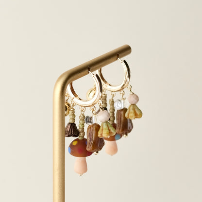 Multi charm mushroom earrings