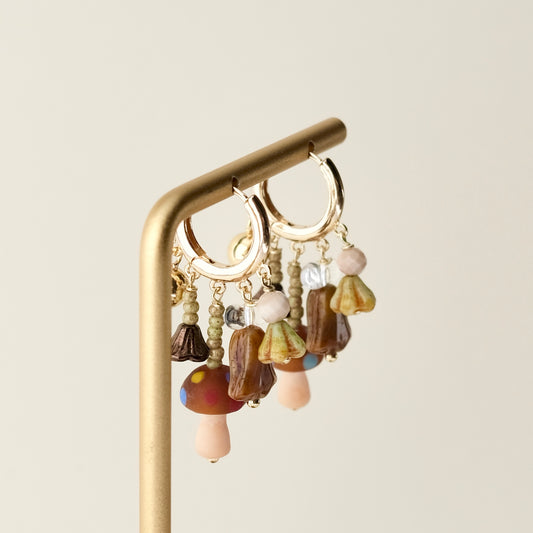 Multi charm mushroom earrings