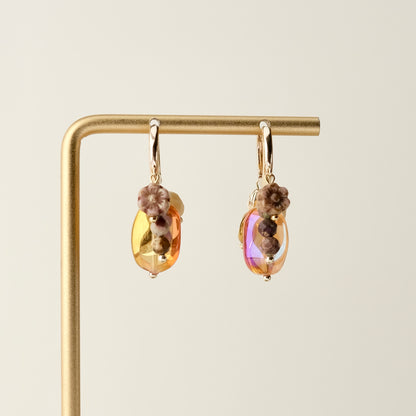 Orange iridescent multi-charm earrings