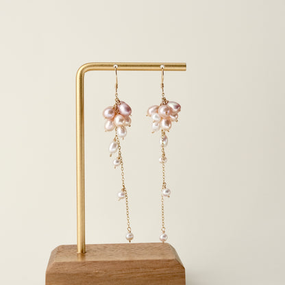 Multicolor freshwater pearl grape earrings