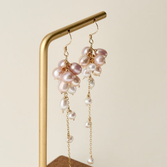 Multicolor freshwater pearl grape earrings