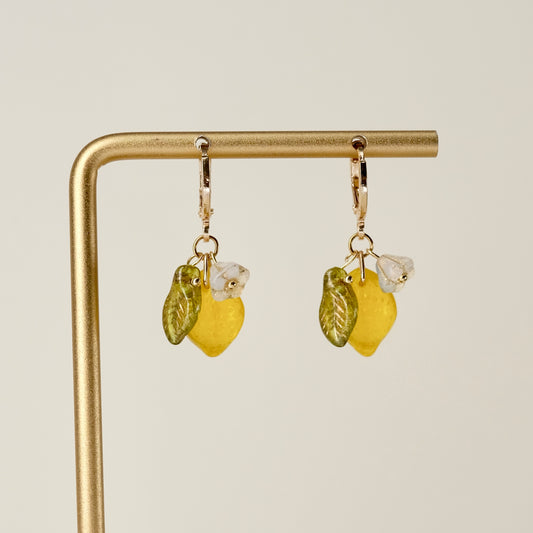 Lemon Czech glass earrings