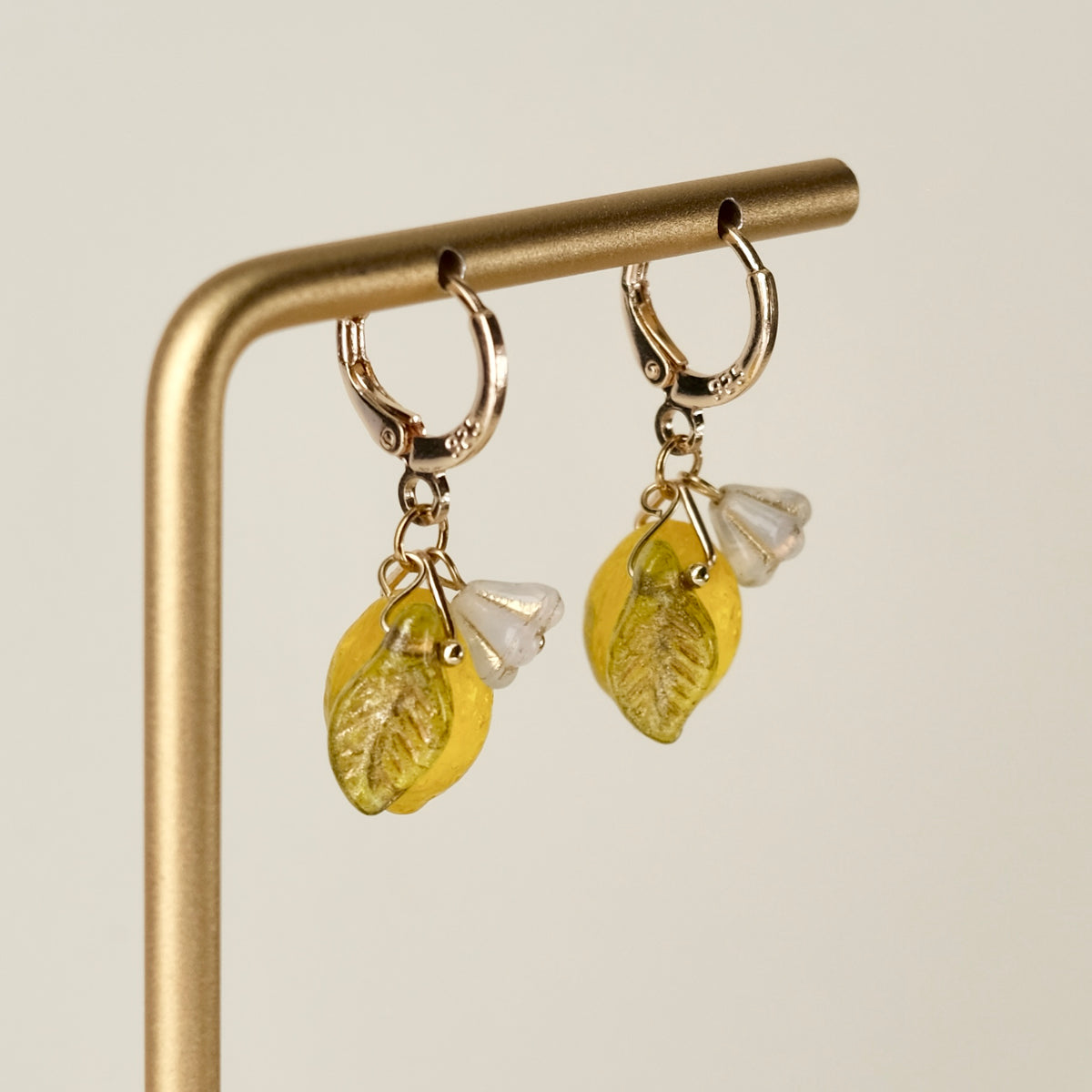 Lemon Czech glass earrings