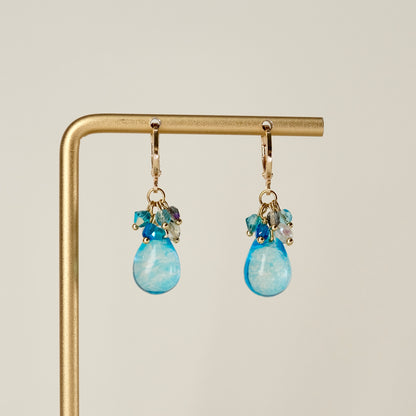 Blue Czech glass teardrop earrings