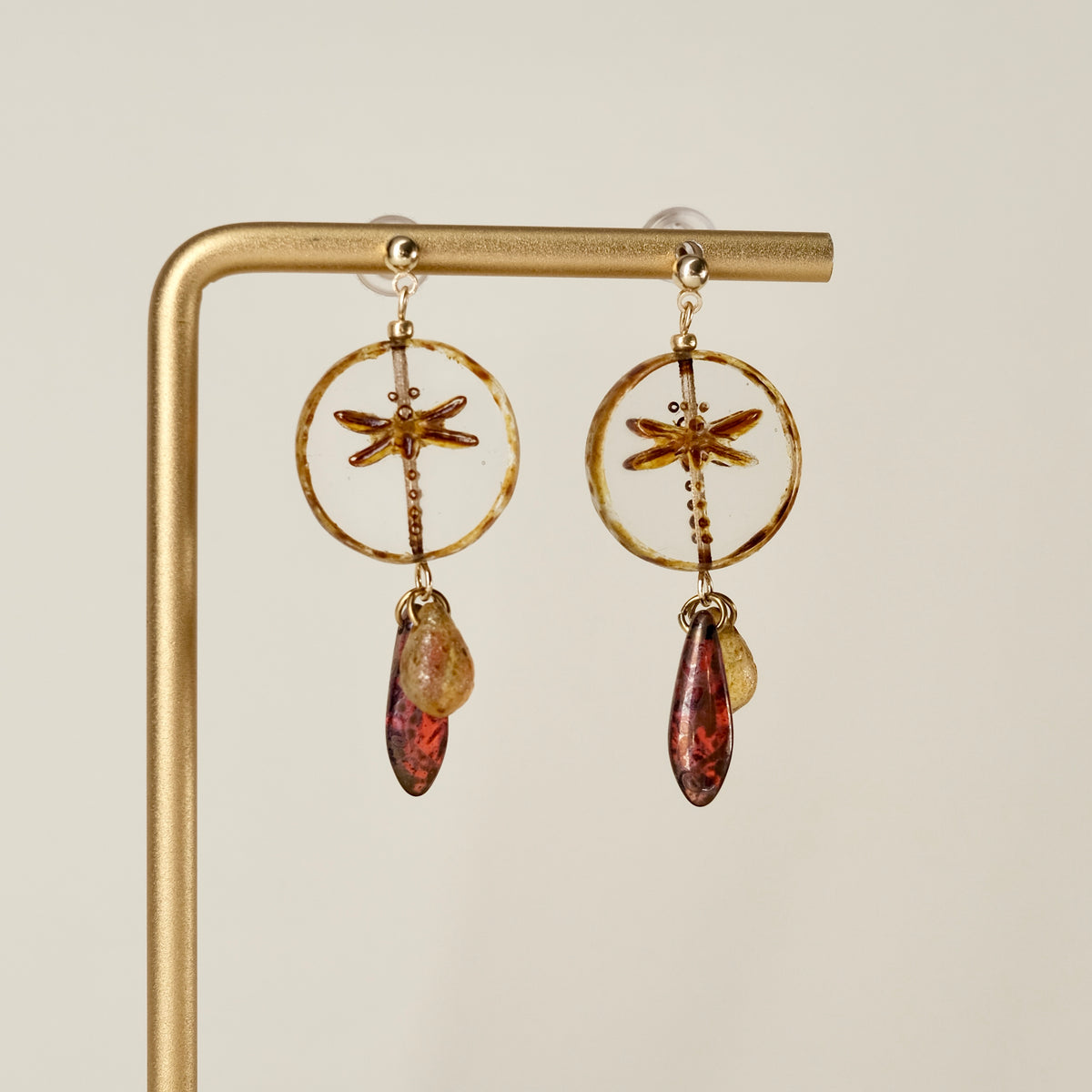 Czech glass dragonfly earrings