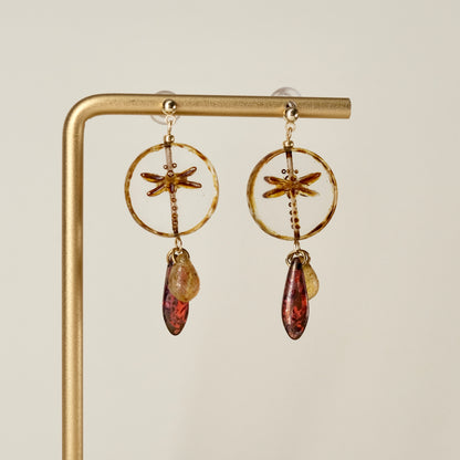 Czech glass dragonfly earrings