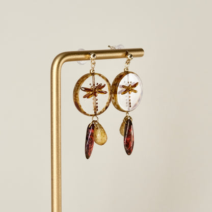 Czech glass dragonfly earrings