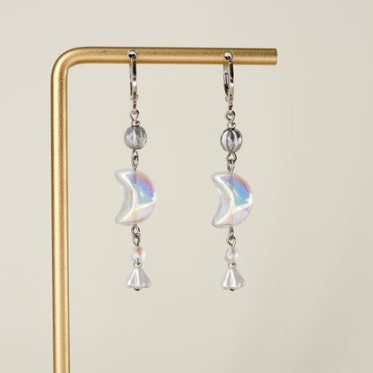 Iridescent moon earrings