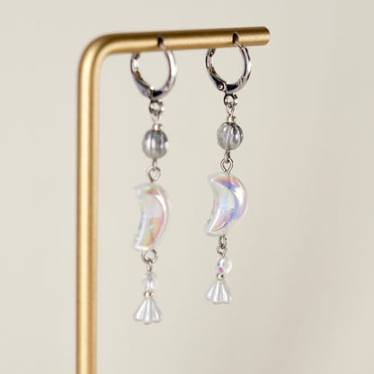 Iridescent moon earrings