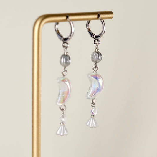 Iridescent moon earrings