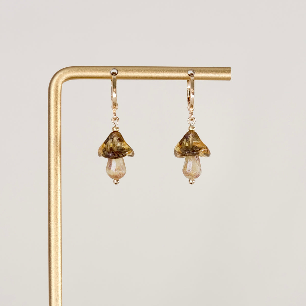 Mini Czech glass mushroom earrings