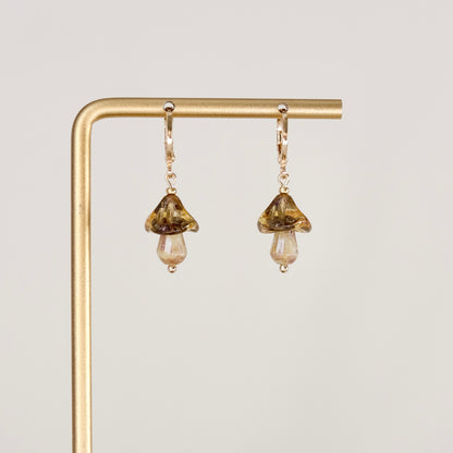 Mini Czech glass mushroom earrings