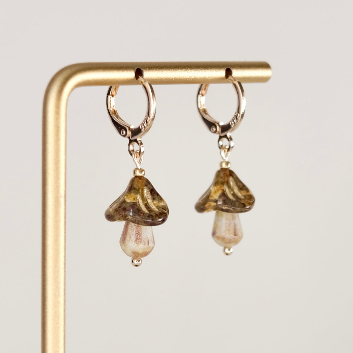 Mini Czech glass mushroom earrings