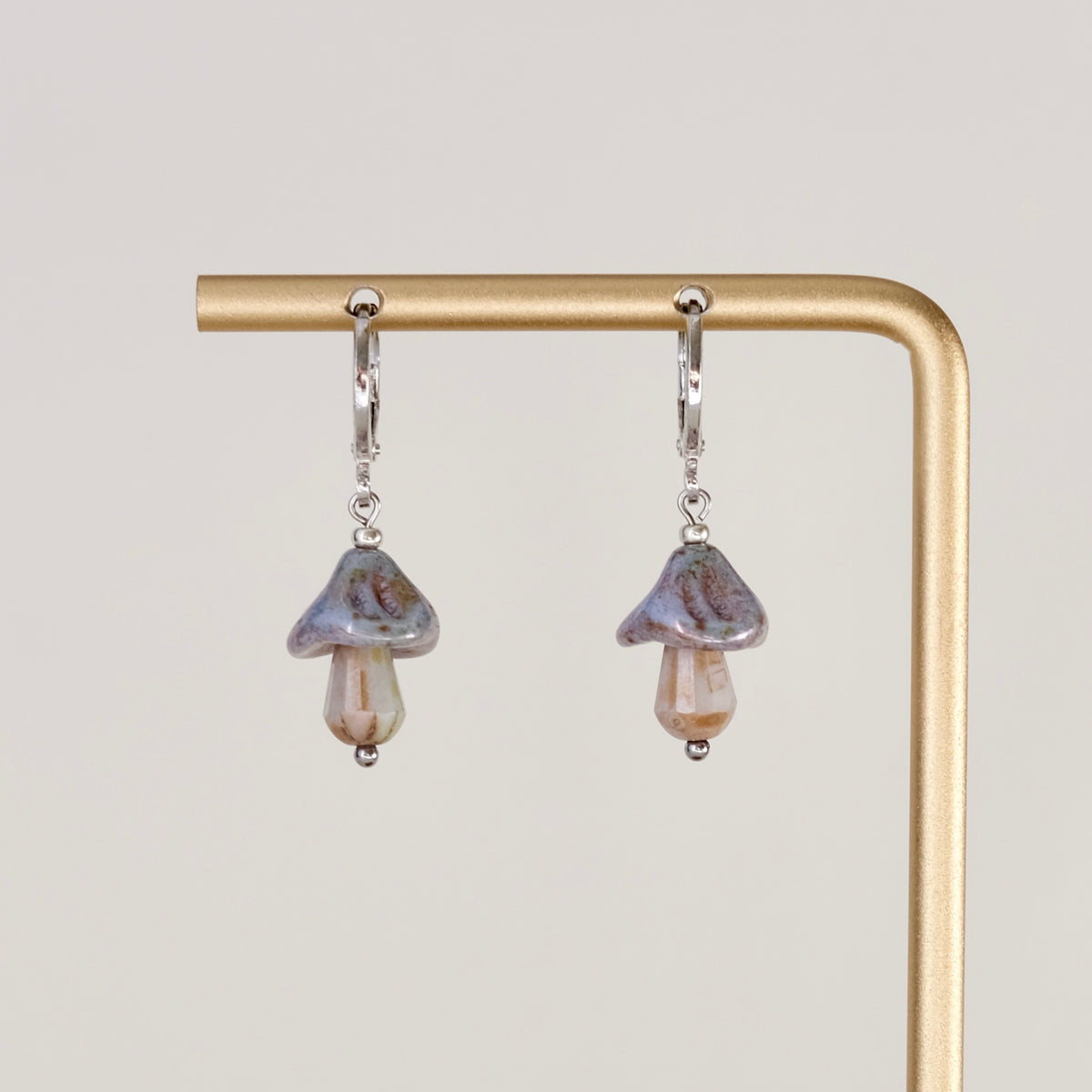 Mini Czech glass mushroom earrings