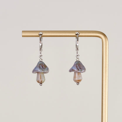 Mini Czech glass mushroom earrings