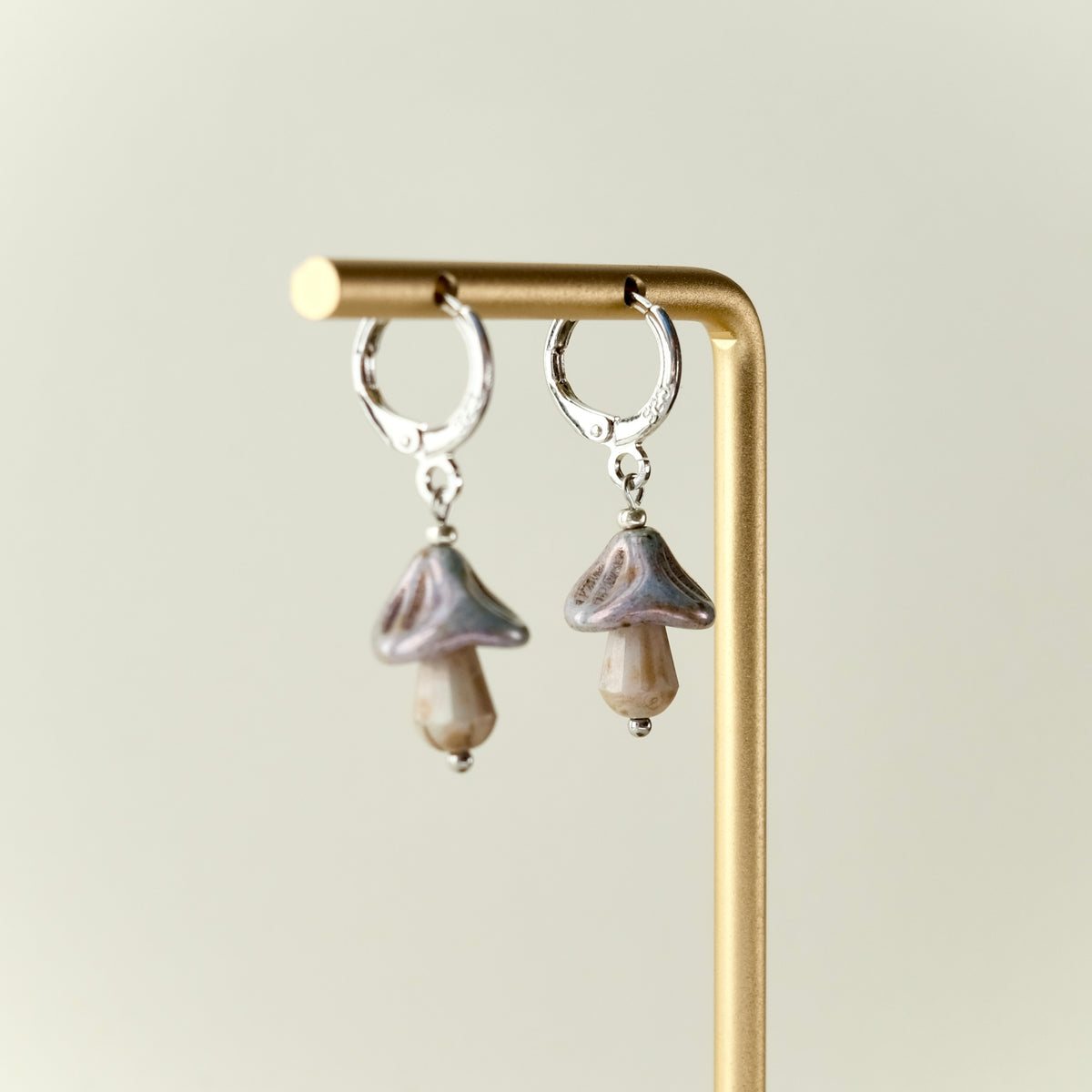 Mini Czech glass mushroom earrings