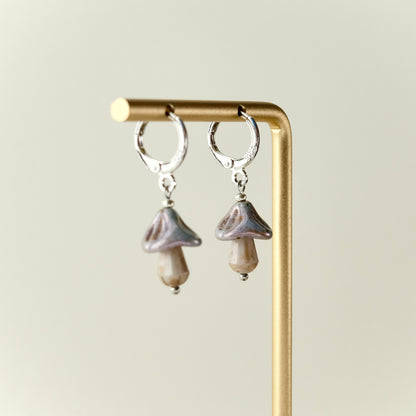 Mini Czech glass mushroom earrings