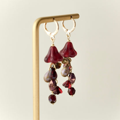 Burgundy jellyfish earrings